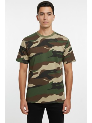Single Sword Sword Bisiklet Yaka Kısa Kollu Kamuflaj Erkek T-Shirt Single Renk: Usa Beden: S Serisi