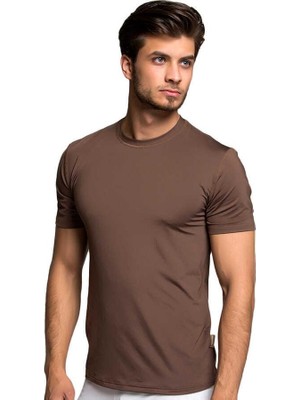 Single Sword Thermoform HZT18003 Microfiber Kısa Kol Fanila Renk: Kahve Beden: S