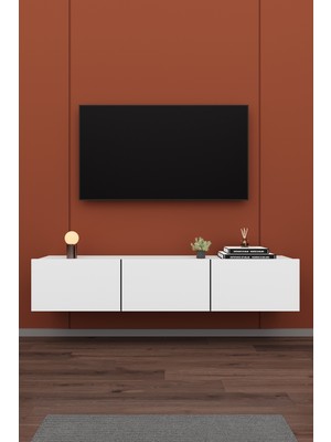 Modern Duvara Monte TV Ünitesi %100 MDF Kapaklı Televizyon Sehpası T-27