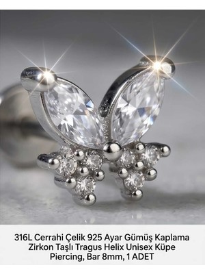 Begonia Accessories 316L Cerrahi Çelik Paslanmaz Kararmaz Alerji Yapmaz Zirkon Taşlı Figürlü Unisex Tragus Helix Küpe Piercing G106-24