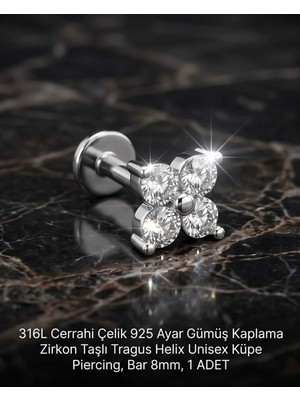 Begonia Accessories 316L Cerrahi Çelik Paslanmaz Kararmaz Alerji Yapmaz Zirkon Taşlı Figürlü Unisex Tragus Helix Küpe Piercing G106-15