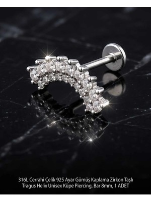 Begonia Accessories 316L Cerrahi Çelik Paslanmaz Kararmaz Alerji Yapmaz Zirkon Taşlı Figürlü Unisex Tragus Helix Küpe Piercing G106-6