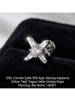 Begonia Accessories 316L Cerrahi Çelik Paslanmaz Kararmaz Alerji Yapmaz Zirkon Taşlı Figürlü Unisex Tragus Helix Küpe Piercing G106-5