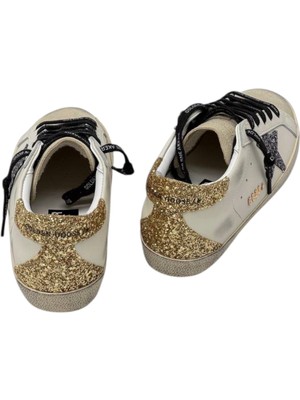 Globalux Golden Goose Super-Star White Leather Sneaker Multicolor Glitter Star Heel - Kadın Ayakkabı - Günlük - Spor - Sneaker