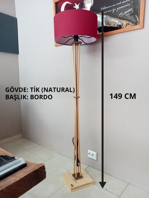 Balsa Dekor Ahşap Lambader Köşe Lambası Tik- Natural