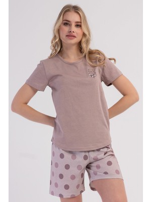 Vienetta Pamuklu Kadın Kısa Kol Şortlu Pijama Takım, 602001