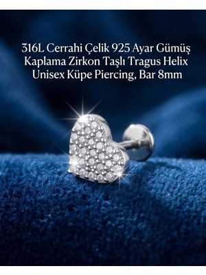 Begonia Accessories 316L Cerrahi Çelik Paslanmaz Kararmaz Alerji Yapmaz Zirkon Taşlı Figürlü Unisex Tragus Helix Küpe Piercing G106-29