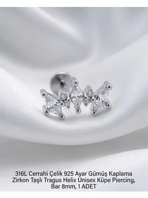 Begonia Accessories 316L Cerrahi Çelik Paslanmaz Kararmaz Alerji Yapmaz Zirkon Taşlı Figürlü Unisex Tragus Helix Küpe Piercing G106-18