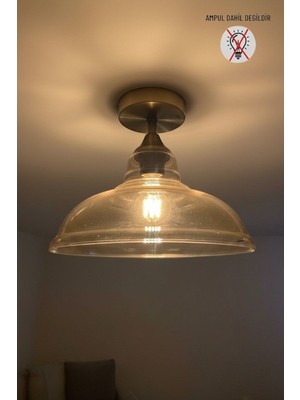 UltraMint Bal Cam Piramit Plafonyer E27, Rustik Tasarım, Modern ve Şık Aydınlatma