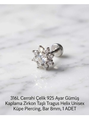 Begonia Accessories 316L Cerrahi Çelik Paslanmaz Kararmaz Alerji Yapmaz Zirkon Taşlı Figürlü Unisex Tragus Helix Küpe Piercing G106-9