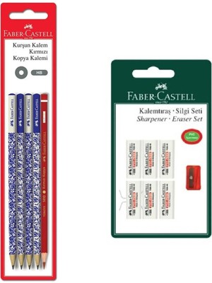 Faber-Castell Öğrenci Seti 4 Kurşun 1 Kırmızı Kalem 6 Silgi1 Kalemtıraş