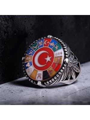 Takılingo 925 Ayar Gümüş Osmanlı Kasa 16 Türk Devletli Usta Işi Erkek Yüzük
