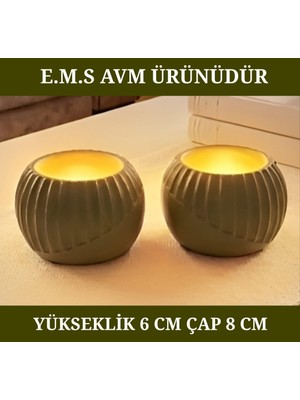 E.M.S 2 Adet Mint Yeşili Renk Mumluk Dekoratif Tealight Mumluk Obje Mumluk Seti.