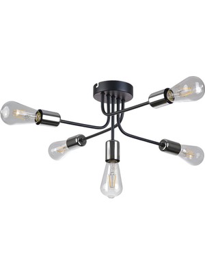 UltraMint Modern 5'li Avize, Salon, Mutfak ve Yatak Odası Için Şık Siyah ve Gri Tasarım