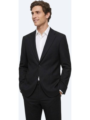 Kip Siyah Çizgili Modern Fit Pamuk Karışımlı Örme Takım Elbise