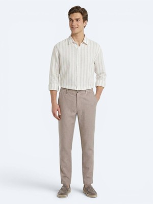 Kip Vizon Dokuma Relaxed Fit Casual Pamuk Karışımlı Pantolon