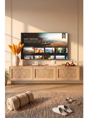 Yurudesign Dune Tv Ünitesi Sehpası Duvara Monte 3 Ahşap Jüt Kapaklı 180CM Sepet-Jüt Dn1-Sj