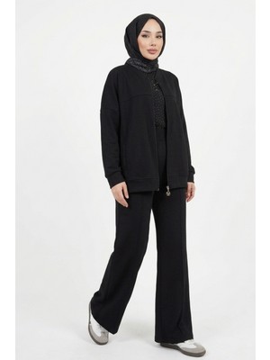Thiff Tesettür Önü Fermuarlı Oversize Modal Takım