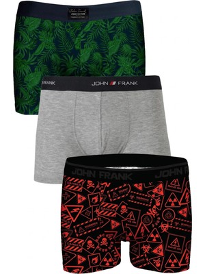 John Frank Logolu Pamuklu 3'lü Paket Boxer Erkek Boxer Jfbs3