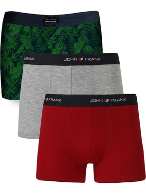 John Frank Logolu Pamuklu 3'lü Paket Boxer Erkek Boxer Jfbs3