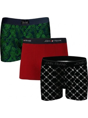 John Frank Logolu Pamuklu 3'lü Paket Boxer Erkek Boxer Jfbs3