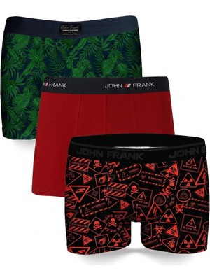 John Frank Logolu Pamuklu 3'lü Paket Boxer Erkek Boxer Jfbs3