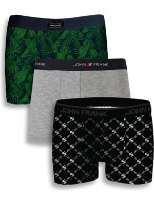 John Frank Logolu Pamuklu 3'lü Paket Boxer Erkek Boxer Jfbs3