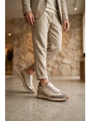 Marcomen 152-23270 Erkek Hakiki Deri Klasik Sneaker Bej