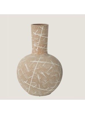 Chakra Dune Globe Taş Görünümlü Vazo Bej/beyaz (34X34X52CM) Natural