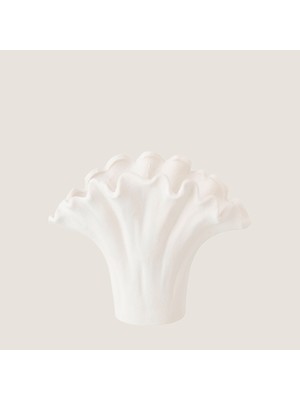 Chakra Çi̇çek Form Porselen Vazo Beyaz Büyük (24X13X19,5CM) Natural