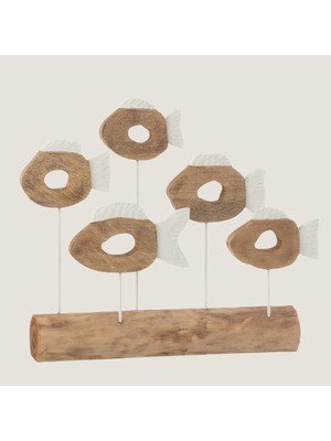 Chakra Mango Ahşap 5’li̇ Balik Stand Beyaz/natural (61,5X10X53,5CM) Natural