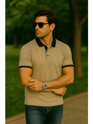Uomo Park Yaka ve Manşet Detaylı Pamuklu Polo Yaka Regular Fit T Shirt 2988-1