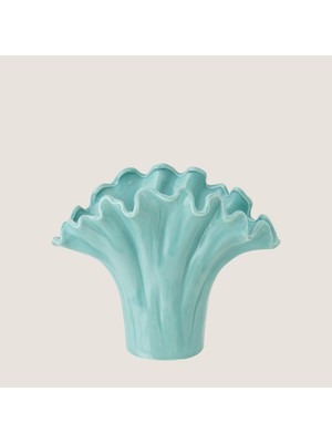 Chakra Çi̇çek Form Porselen Vazo Yeşi̇l Büyük (24X13X19,5CM) Natural