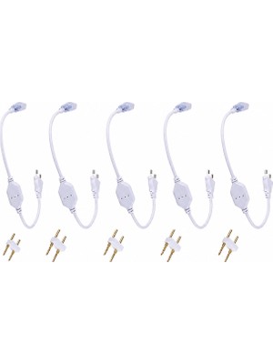 Ledarmy 220V Neon LED Hortum Fişi 5’li Set IP65 Uyumlu LED Hortum Güç Kablosu Tak Çalıştır Neon LED Bağlantı Fişi