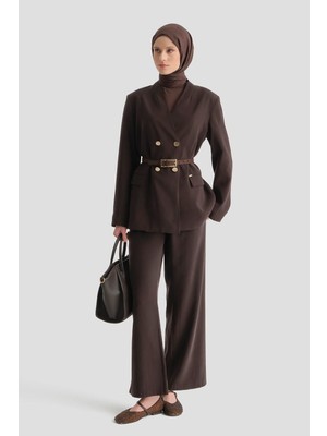 Armine Blazer Kupra Takım Acı Kahve