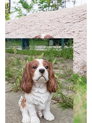 Defne Store Hi- 87803-C Kahverengi/beyaz Kral Charles Spaniel Oturan Heykel