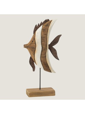 Chakra Paulowni̇a Ahşap Çi̇zgi̇li̇ Balik Stand Küçük (14X6X28,5CM) Natural