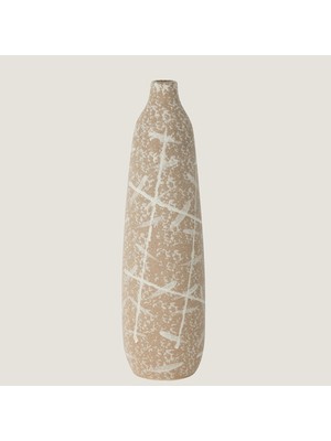 Chakra Dune Dar Form Taş Görünümlü Vazo Bej/beyaz Küçük (13X13X45CM) Natural
