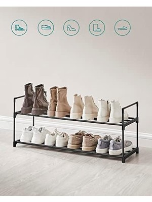 Defne Store 2 Seviyeli Ayakkabı Rafı, 10 Çift Ayakkabıya Kadar Metal Ayakkabı Saklama Yeri LSA12BK