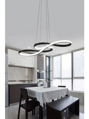 UltraMint Şık Siyah Kasa Beyaz Işık LED Avize, Modern Mutfak ve Oturma Odası Dekoru