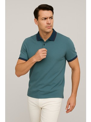 Uomo Park Yaka ve Manşet Detaylı Pamuklu Polo Yaka Regular Fit T Shirt 2988-1