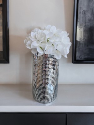 Işıltı Home Desing Aynalı Cam  Vazo Gümüş  Renk  Orta  Boy