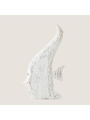 Chakra Anti̇k Albasi̇a  Ahşap Balik Beyaz Büyük (28X8X50CM) Natural