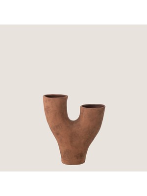 Chakra Ona Serami̇k Vazo Ki̇remi̇t Kahve (31X11,5X34CM) Natural