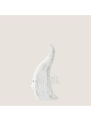 Chakra Anti̇k Albasia  Ahşap Balık Beyaz Küçük (20X6X38CM) Natural