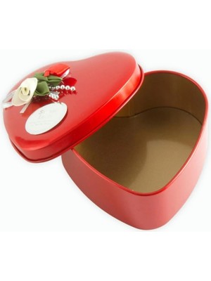 sbodurhome Kalp Boş Kırmızı Metal Kutu 9 cm