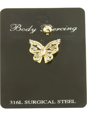 Bijuteri Net Kelebek Zirkon Taşlı Piercing 1 Adet