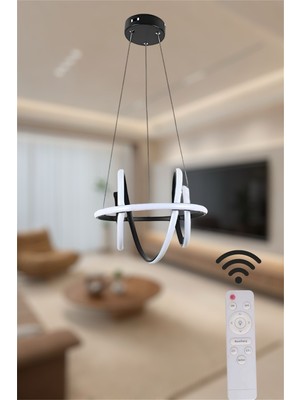 UltraMint Modern Siyah Güney LED Avize, Kumandalı, 3 Renk Seçeneği