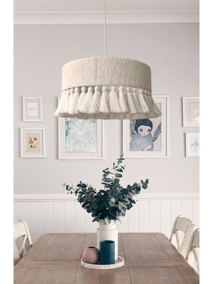 UltraMint Bohem Makrome Avize 35 Cm, Salon, Yatak Odası, Çocuk Odası, Kafe & Restoran
