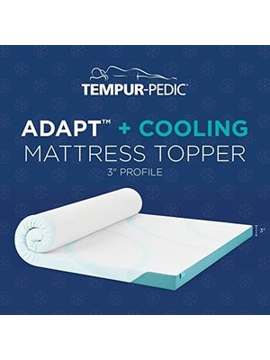 Defne Store Tempur-Pedic Tempur-Adapt + Soğutma 7,8 cm Ikiz Yatak Üstü Orta Lüks Premium Köpük, Yıkanabilir Kılıf, Orta Soğutma Tepesi, Beyaz